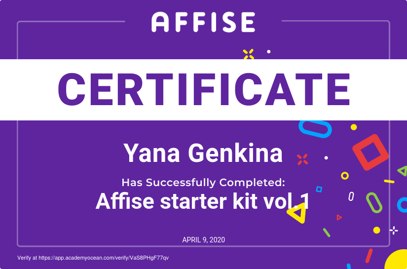Affise Academy Certificate