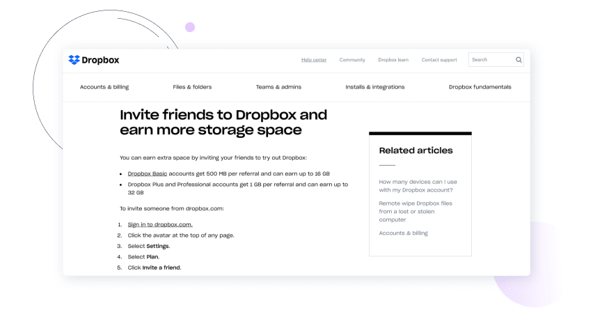 Dropbox referral program example